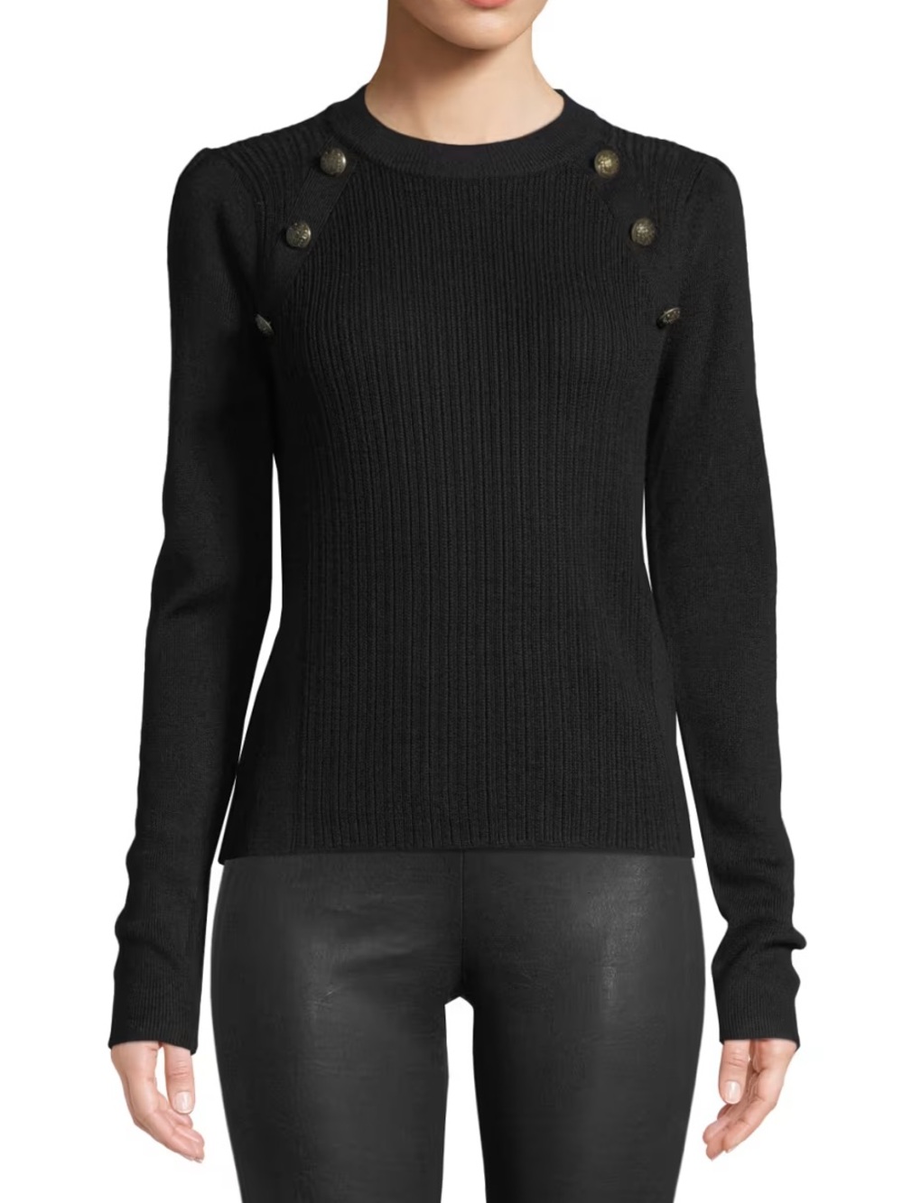 Veronica Beard Simi Wool Button-Shoulder Raglan Sweater